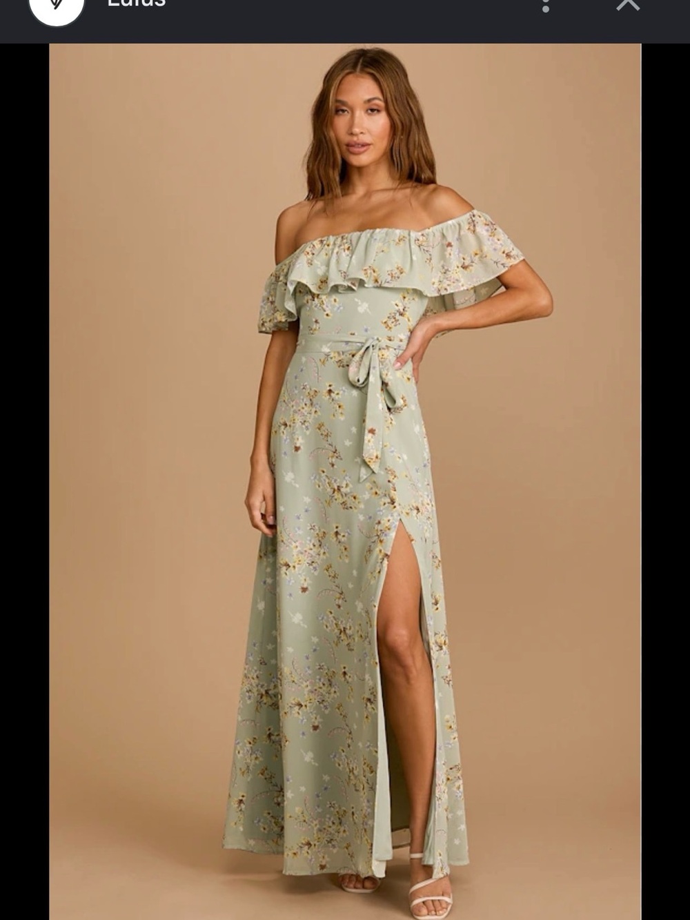 Lulus Floral Off-the-Shoulder Midi Dress – Size XL - Picture 2 of 4